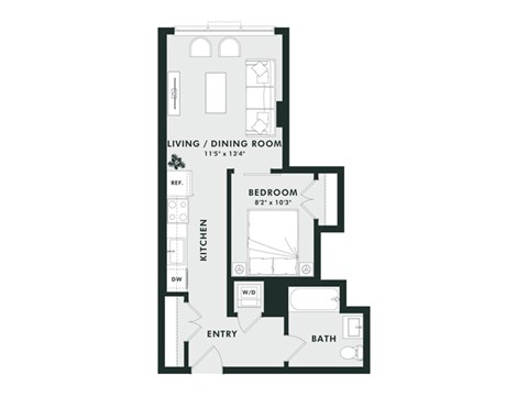 A black and white image of a floor plan for a two bedroom apartment.